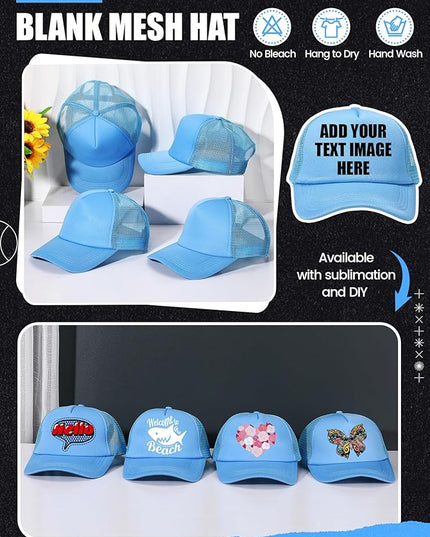 10 Pcs Sublimation Blank Trucker Hats Bulk Mesh Baseball Cap Polyester Mesh Trucker Hat for Men and Women