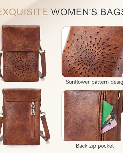 APHISON Small Crossbody Bags for Women Trendy, Leather Phone Wallet Purses Handbags Card Slots with Adjustable Strap