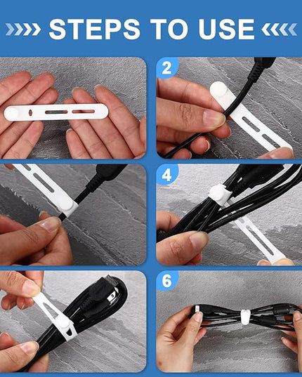 42 Pcs Silicone Cable Ties Reusable Cord Straps Multipurpose Elastic Cable Organizer for Bundling Fastening Earphone Phone Charger Home Office School (Black, White, Gray,3.15 Inch)