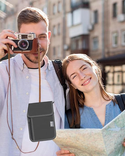 Travel Neck Wallet with RFID Blocking – Passport Holder Organizer Neck Pouch – Portable Easy to Conceal Travel Pouch (Gray)