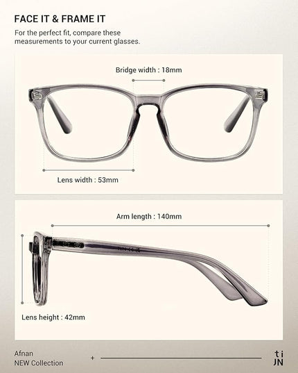 TIJN Blue Light Blocking Glasses for Women Men Clear Frame Square Nerd Eyeglasses Anti Blue Ray Computer Screen Glasses