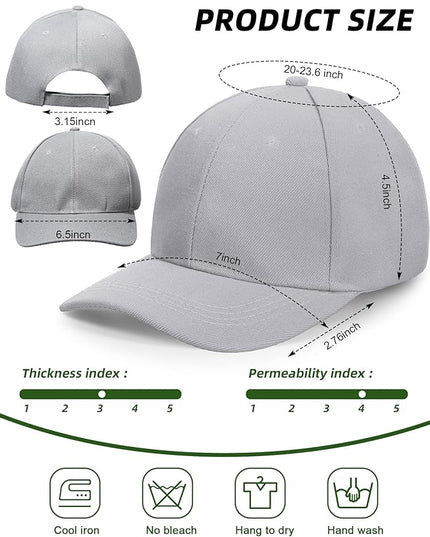 Handepo 24 Pcs Blank Baseball Cap Adjustable Back Strap Plain Blank Camouflage Hat Unisex Baseball Cap for Trucker Men Women