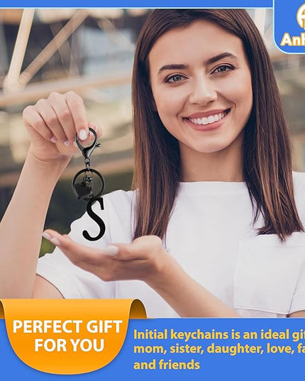 A-Z Heart Initial Letter Keychain, Stainless Steel Alphabet Charm for Handbags, Gift for Women and Girls