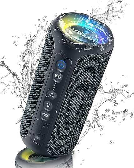 Ortizan Bluetooth Speakers, Portable Wireless Stereo Speaker - IPX7 Waterproof, 30W RMS(40W Peak) Loud Sound, Deep Bass, LED Light, Bluetooth 5.3, for Home/Shower/Outdoor/Beach, Gifts for Adult, Navy