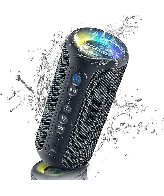 Ortizan Bluetooth Speakers, Portable Wireless Stereo Speaker - IPX7 Waterproof, 30W RMS(40W Peak) Loud Sound, Deep Bass, LED Light, Bluetooth 5.3, for Home/Shower/Outdoor/Beach, Gifts for Adult, Navy