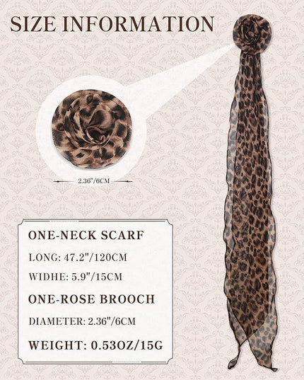 Chiffon Scarf for Women, Removable Flower Neck Scarf Light Soft Fashion Rose Scarves Versatile Headband or Hair Band