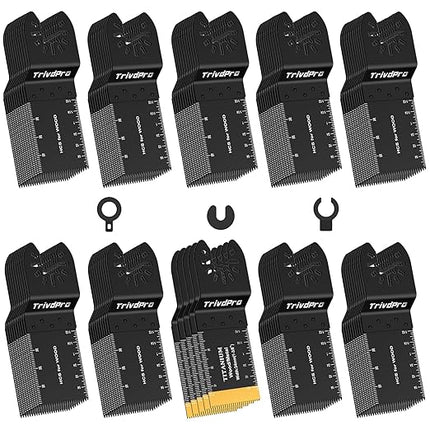 105PCS Oscillating Saw Blades, Professional Universal Titanium Multitool Blades for Wood Plastics Metal, Quick Release Multi Tool Blades Kits Fit Dewalt Ryobi Milwaukee Rockwell Fein
