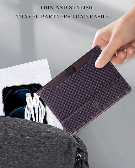 Passport Holder for Travel Essentials, RFID Blocking PU Leather Passport Wallet Cover Card holder Case Passport Book Holders for Women and Men, Dark Purple