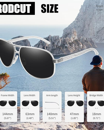 Joopin Polarized Metal Aviation Sunglasses Men, Classic Military Sun Glasses Women, Rectangle Shades UV400 Protection Costume