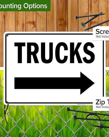 Trucks Right Sign, 10x14 Inches, Rust Free .040 Aluminum, Fade Resistant, Made in USA by My Sign Center