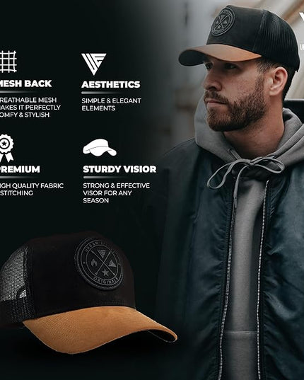 Urban Effort Mesh Back Cap - for Men and Women Baseball Hat 5-Panel Trucker Hat - Great Snapback Closure for Hunting & Hiking