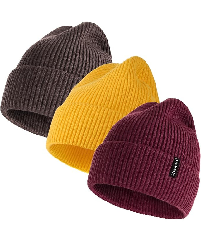 Zylioo Oversize Beanie Hats, XXL Big Size Ribbed Knit Cuffed Winter Hat for Cold Weather, Warm Skull Watch Cap