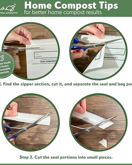 100% Compostable Food Storage Bags [Gallon 50 Pack] Eco-Friendly Freezer Bags, Resealable Bags, Heavy-Duty, Reusable, Off-White by Earth's Natural Alternative