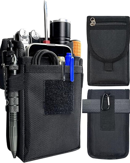 Belt Tool Pouch,Tactical Utility Pouch, Heavy-Duty Nylon EDC Multitool Organizer,Cell Phone Holder, Multi-Pockets Tool Holster Sheath Bag for Electricians Handymen Work Maintenance Dailylife Hiking