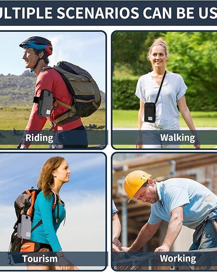 Cell Phone Purse Waist Pack Bag Travel Crossbody Bag Wristband Sport Armband Wallet with Removable Shoulder Strap (Light Grey)