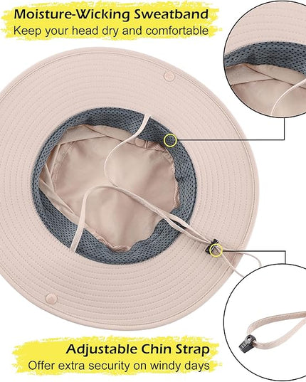 Connectyle Men's Sun Hat UPF 50+ Wide Brim Bucket Hats for Fishing Hiking Gardening Adjustable Boonie Hat Outdoor Safari Hats