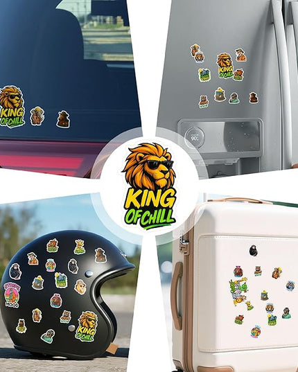 100 PCS Safari Animal Stickers Pack, Vinyl Decals of Wild Jungle Zoo Animals Lion Elephant Giraffe, Fun Gift for Teens Adults Students Laptop Bottle Scrapbook