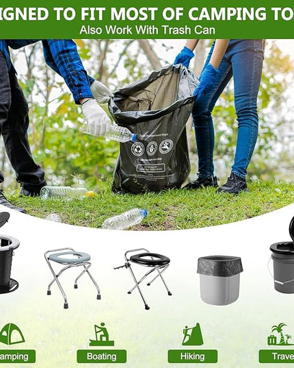 BLIKA 80 Count Toilet Replacement Bags, 8 Gallon, 30 Liter, Heavy Duty 1 Mil, Compost Bags 8 Gallon, Camping Toilet Bags for Portable Toilet, Car Travel, Camping, Long Trips