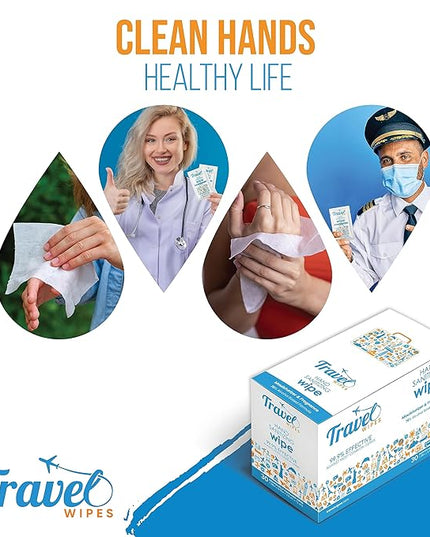 Hand Sanitizing Travel Wipes – 30ct Individually Wrapped | Fresh Citrus Scent, Moisturizing, 70% Alcohol Wipes | Travel, Home, Office, Daily Use | Made in USA