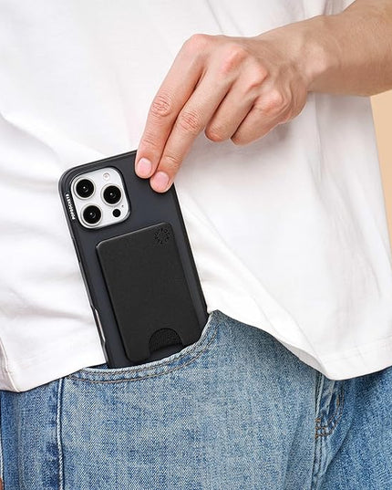 PopSockets Minimalist Slim Phone Wallet, Phone Card Holder, Wireless Charging Compatible, Wallet Without Grip Compatible with MagSafe - Black