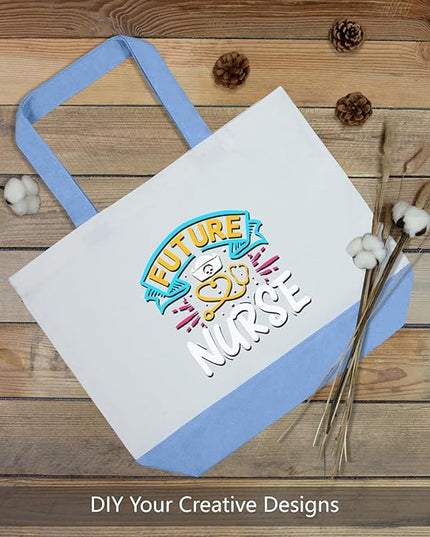 TOPDesign 1-Pack Super Strong Large 12oz Cotton Canvas Tote Bag, Reusable Grocery Shopping Cloth Bag, Fashionable Two-Tone Tote for Crafts, DIY Your Creative Designs