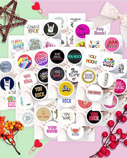 BulbaCraft You Rock Stickers - You Rock Party Supplies & Decorations, Great Job Waterproof Vinyl Decals, Motivational Stickers, Gifts for Women & Men
