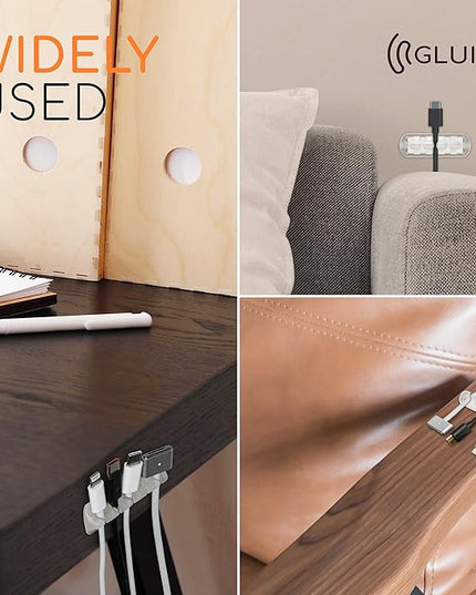 GLUIT Adhesive Desktop Cable Organizer Versatile Cord Holders Wire Clips and Cable Holder Cord Organizer for Desk Table Accessories Office Spaces New Transparent 5 Pack