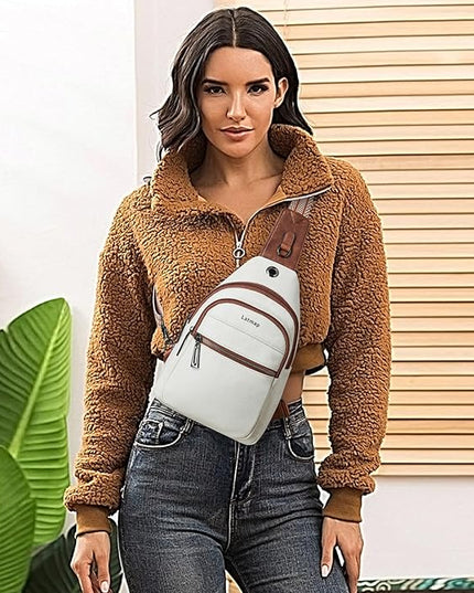 Sling Bag For Women Faux Leather Small Casual Daypack Backpack Fanny Pack Crossbody Chest Bags Purse