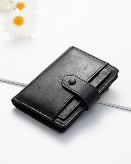 Alldaily Small RFID Blocking Leather Wallet for Women, Bifold with 10 Card Slots and Zipper Pocket (Black)