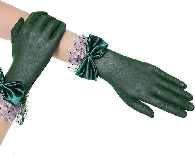 BABEYOND Lace Gloves for Women - Bow Short Prom Gloves Evening Elegant Accessories for Wedding Opera Party