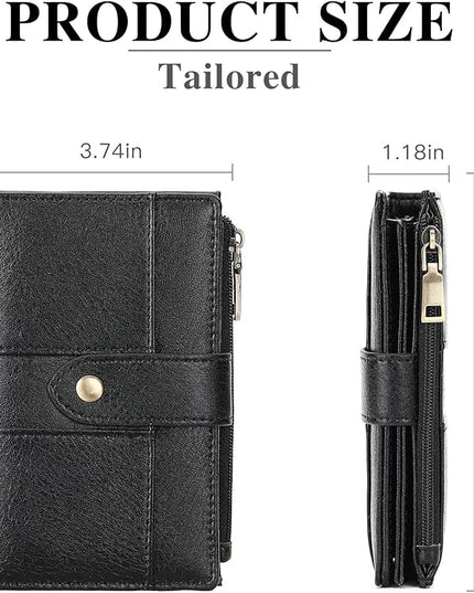 FALAN MULE Small Wallet for Women RIFD Leather Bifold Credit Card Holder with 3 ID Window