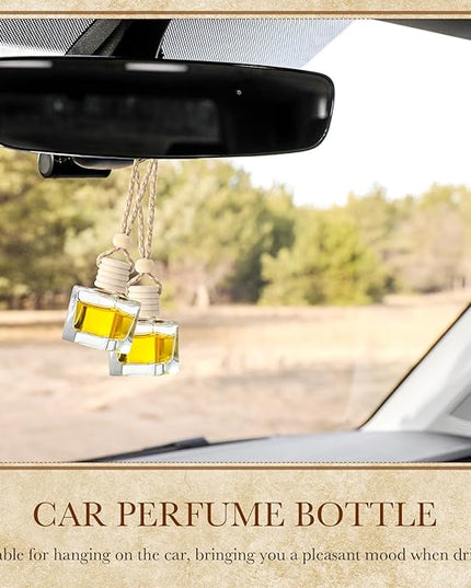 BBTO 50 Pcs Hanging Car Air Freshener Car Diffuser Bottles Empty Glass Perfume Bottle Freshener Diffuser Bottle Pendant for Essential Oil Fragrance Aromatherapy Bottle Ornament(Cube)