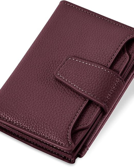 Airkit Small Wallet Women RFID Blocking Soft Leather Bifold Compact Card Holder Wallet for Women with Zipper Coin Pocket 4 ID Window