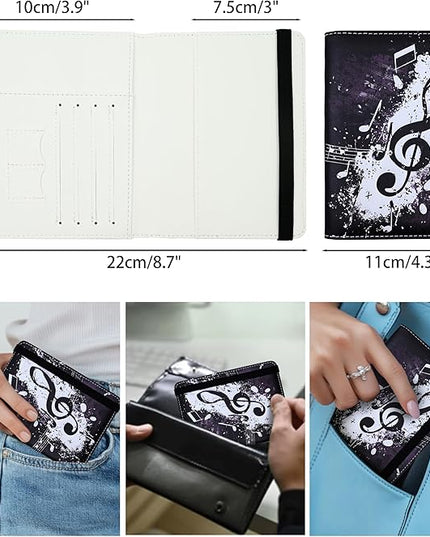 Music Note Passport Holder for Women and Men PU Leather Passport Cover for Travel