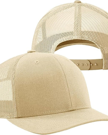 TZ Promise Men Women Plain Cotton Trucker Cap with Breathable Mesh Back, Snapback Baseball Hats