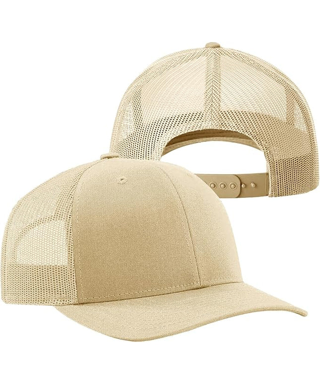 TZ Promise Men Women Plain Cotton Trucker Cap with Breathable Mesh Back, Snapback Baseball Hats