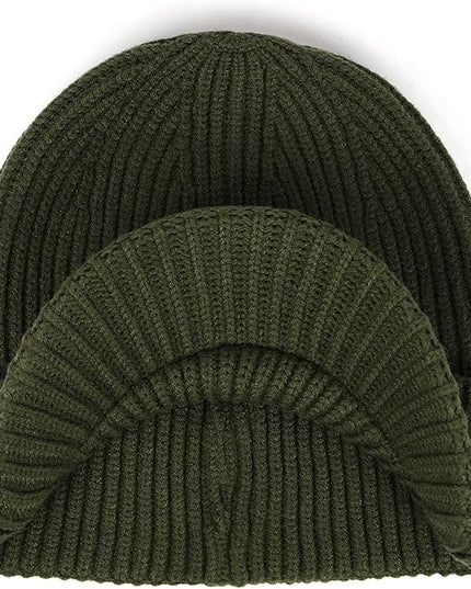 Zylioo Oversize Beanie Hats, XXL Big Size Ribbed Knit Cuffed Winter Hat for Cold Weather, Warm Skull Watch Cap