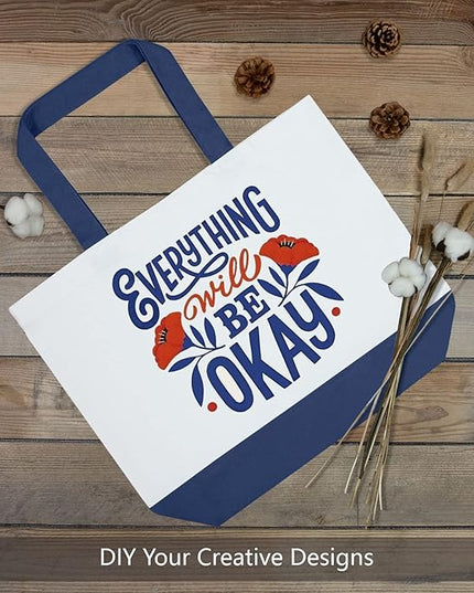 TOPDesign 1-Pack Super Strong Large 12oz Cotton Canvas Tote Bag, Reusable Grocery Shopping Cloth Bag, Fashionable Two-Tone Totes for Crafts, DIY Your Creative Designs