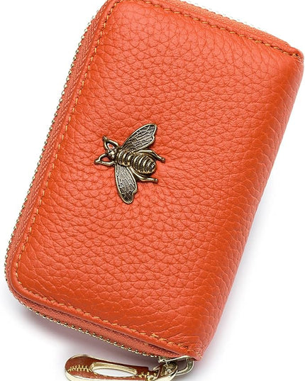 imeetu RFID Credit Card Holder, Small Leather Zipper Card Case Wallet for Women