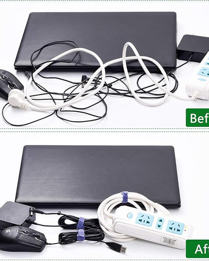 OneLeaf 60 Pcs Reusable Fastening Cable Ties with Hook and Loop, Multi-Purpose Cable Straps Wire Ties Cable Management, Adjustable Cord organizer Ties for Computer/TV/Electronics, 3 Sizes and 5 Colors