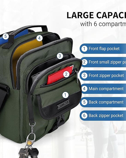 WITZMAN Crossbody Bags for Men Travel Shoulder Bag Lightweight Man Purse Small Casual Messenger Bag for Work Traveling