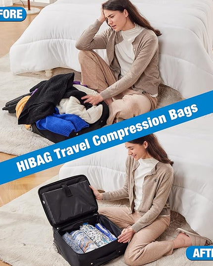 12 Compression Bags for Travel Essentials, Vacuum Packing Space Saver Bags for Cruise Accessories (12-Travel)