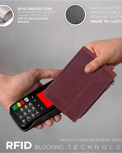 Oak Leathers Wallet For Women Full Grain Leather - Small RFID Coin Purse Credit Card & ID Holder for Ladies,Bifold Wallets for Teenager | Small, RFID, Coin Purse, for Ladies, for Teenager