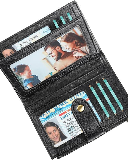 FALAN MULE Small Wallet for Women RIFD Leather Bifold Credit Card Holder with 3 ID Window
