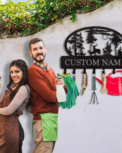 Dyoart Personalized Key Holder for Wall, Custom Metal Deer Cabin Key Hooks with Name, Metal Key Holder Hooks Organizer Rack, Key Hanger Decor for Kitchen, Entryway, Hallway, Office, Doorway