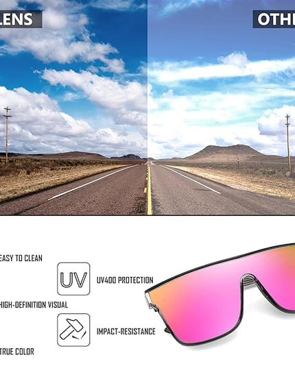 FEISEDY Sunglasses for Women Men, Fashion Mirrored Single Lens, Driving Beach Sunnies UV400 Shades B2996