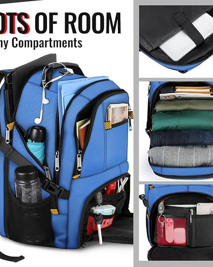 YOREPEK Travel Backpack, Extra Large 50L Laptop Backpacks for Men Women, Water Resistant College Backpack Airline Approved Business Work Bag with USB Charging Port Fits 17 Inch Computers, Cobalt Blue