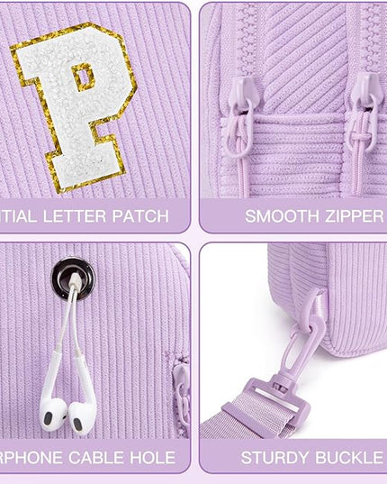 Viverte Small Corduroy Sling Bag Initial Crossbody Bag Fanny Pack for Girls Personalized Birthday Gifts for Teen Girls Gifts