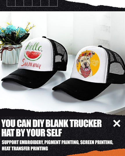 10 Pcs Sublimation Blank Trucker Hats Bulk Mesh Baseball Cap Polyester Mesh Trucker Hat for Men and Women