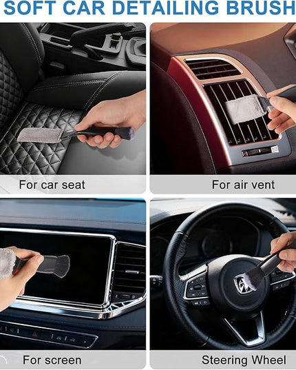 Car Detailing Brush Kit with Detail Brushes,Car Interior Detailing Brushe,Car Dust Brush,Cleaning Gel,Car Interior Cleaning Tool for Truck, SUV, Interior Car Accessories